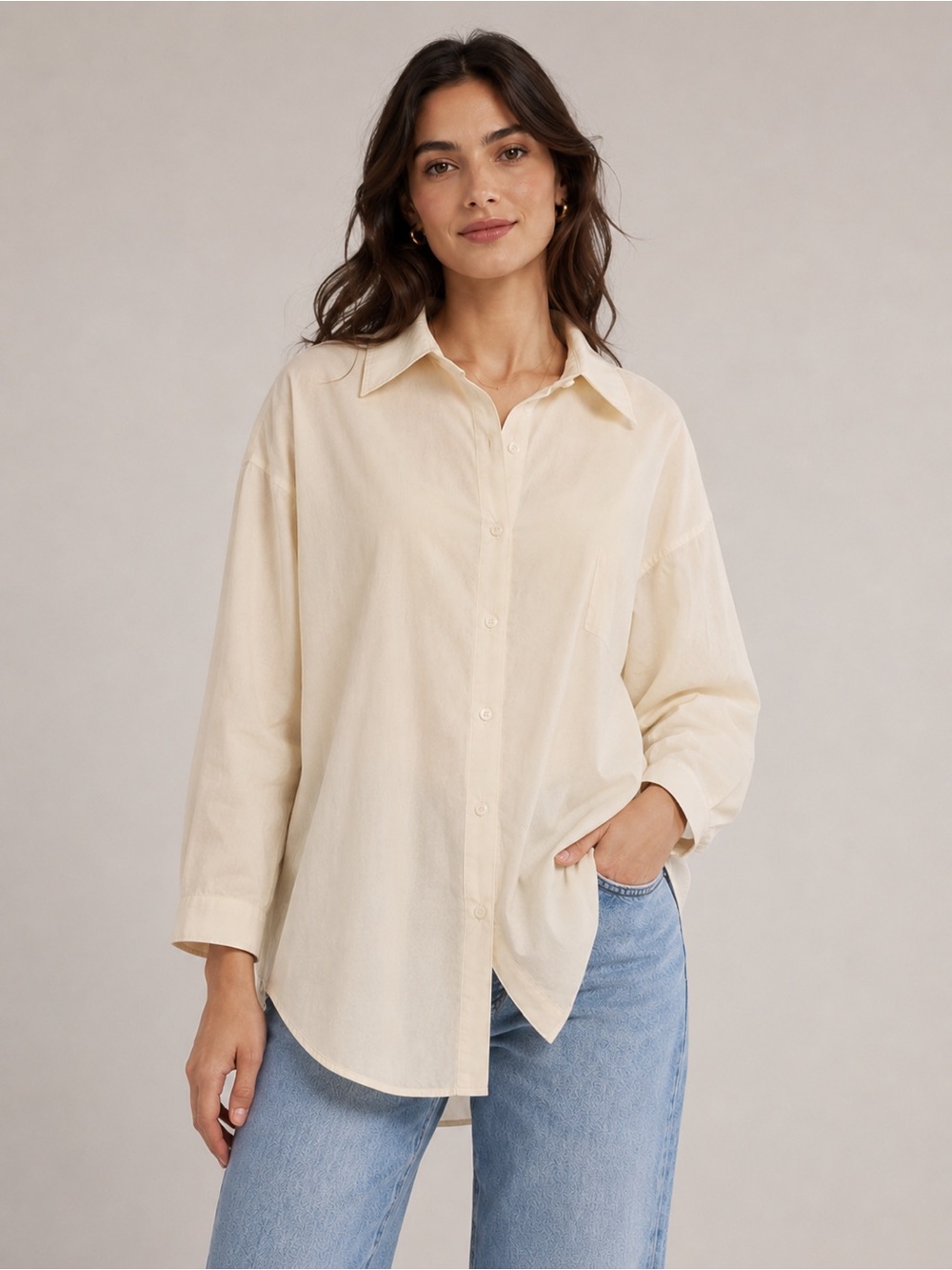 Eskandar Cotton Silk Blouse Size 1 (US M/L), Relaxed, Oversized Shirt